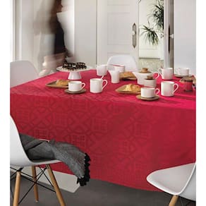 Toalha De Mesa Idylle Vermelha Em Jacquard 100% Algodão 1.8