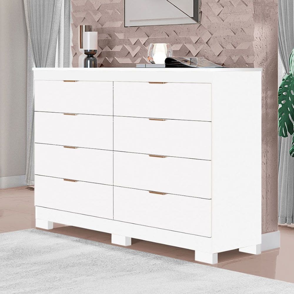Cômoda Isadora com 8 gavetas em MDF premium e Kit de Pés Tuboarte