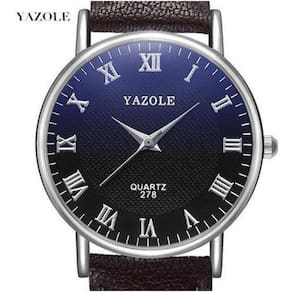 Relógio Masculino Yazole 278 Preto Fundo Azulado + Caixa