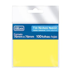 Bloco Adesivo Tili Notes 76x76mm 100 Fs Tilibra Amarelo Neon