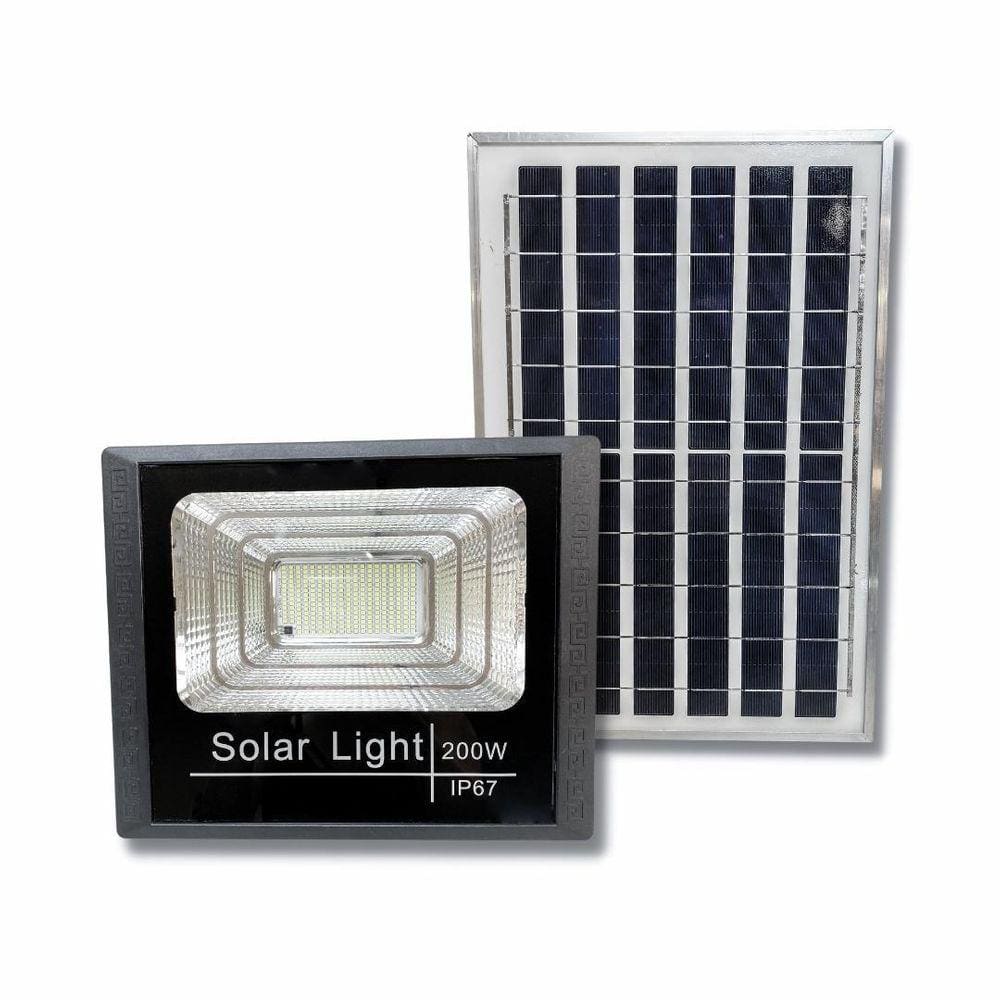 Refletor Holofote Solar Led Smd 200W Bivolt + Placa Solar