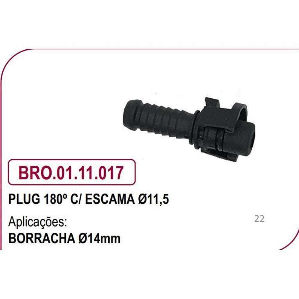 Plug 180º Com Escama Diametro 11,5Mm Mangueira De Borracha