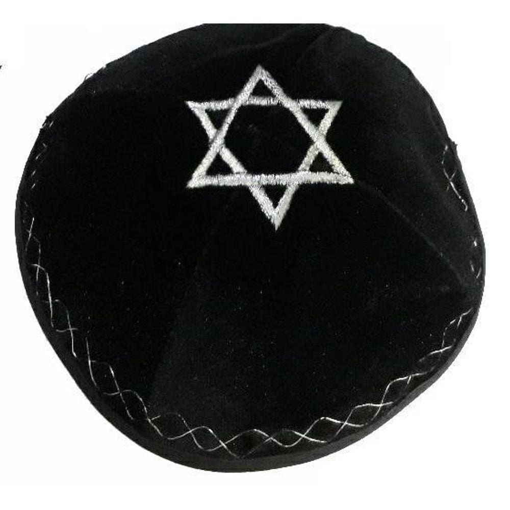 Kipa Judaico Veludo Estrela De Davi - Preto - De Israel