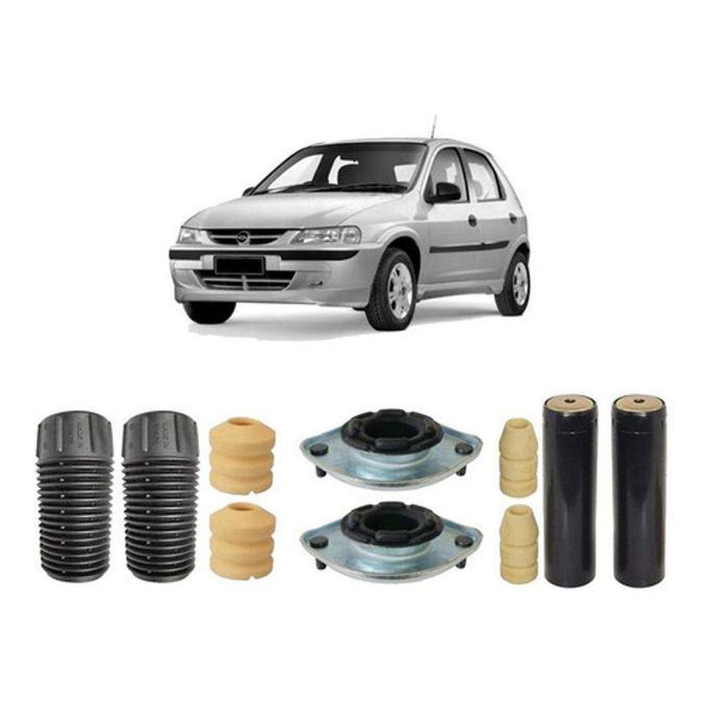4 Kit Coxim Dianteiro + Batente Traseiro Celta 2001 2002 03