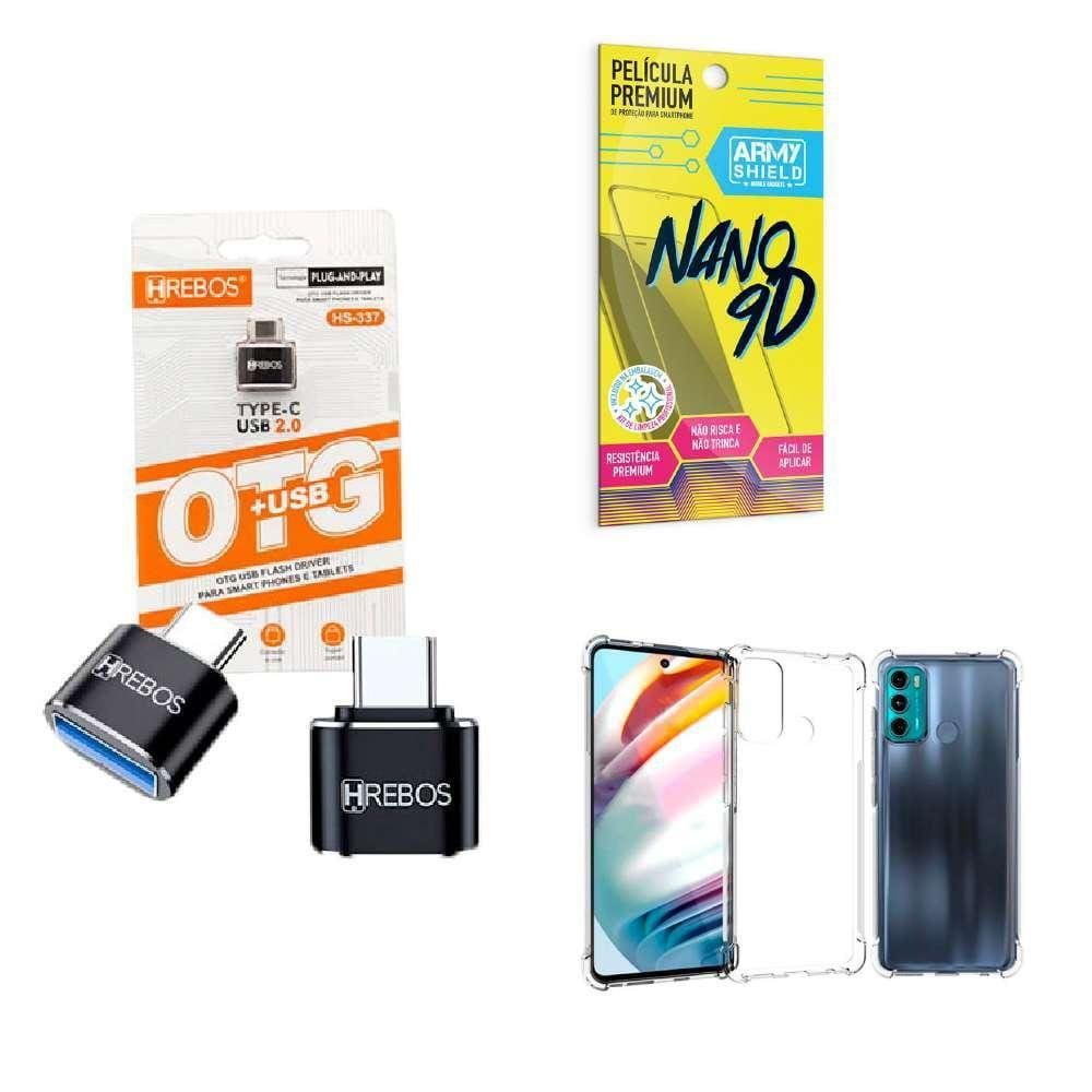 Kit Usb Para Tipo C + Capinha Motorola G60 + Película 9D