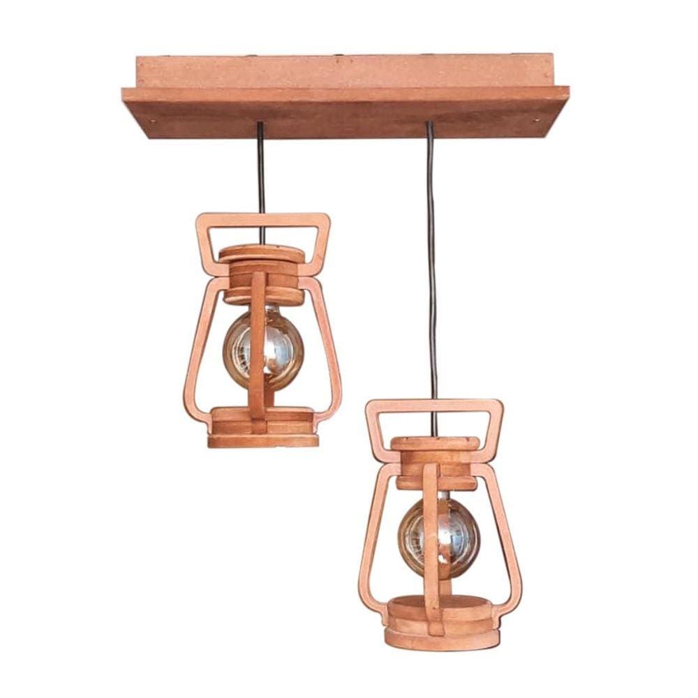 Luminária Lustre Pendente 2 Lampião 2 Peças 110/220 V