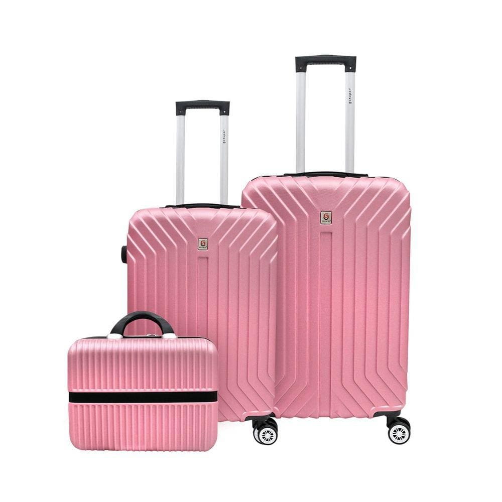 Jogo De Mala Fucsia Barcelona Plus Em ABS 3 Peças