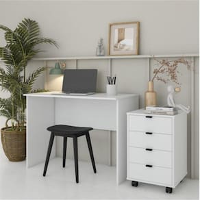 Escrivaninha 100cm com Gaveteiro 4 Gavetas Balto Branco
