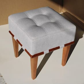 Puff Quadrado para Sala de Estar Cinza