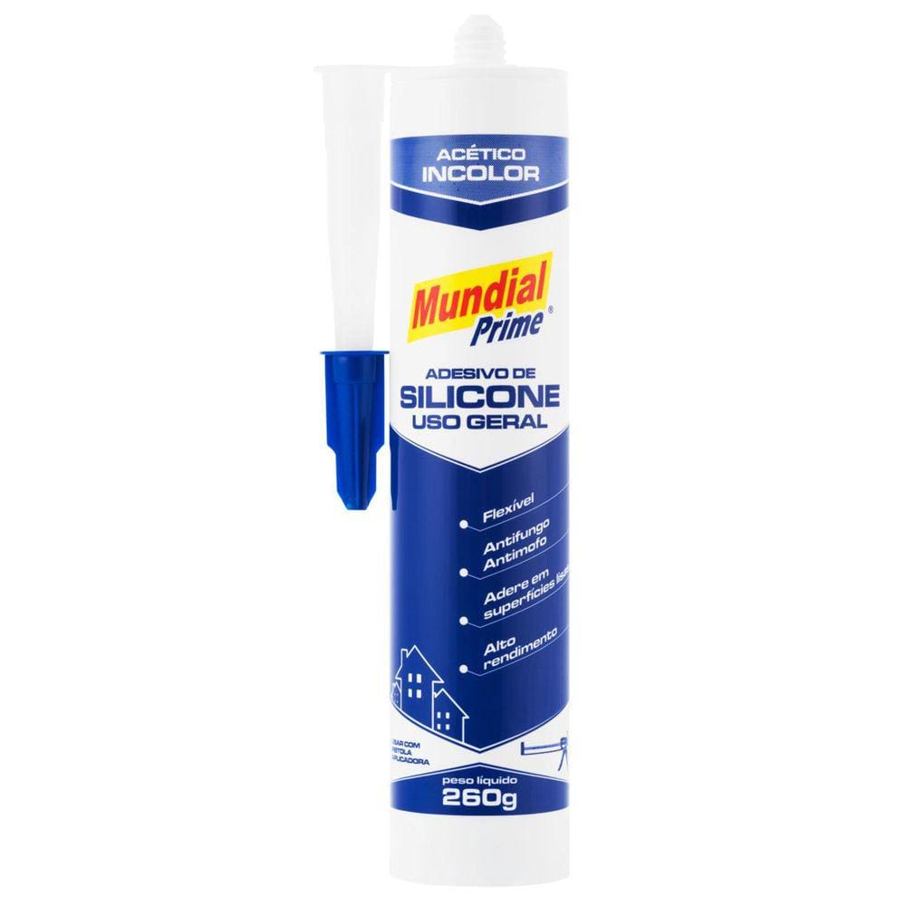 Adesivo Silicone Acético 260G Mundial Prime Incolor