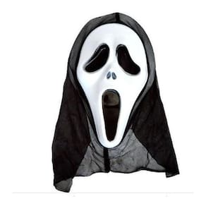Máscara Pânico com Capuz Preto para Fantasia Halloween 29 cm