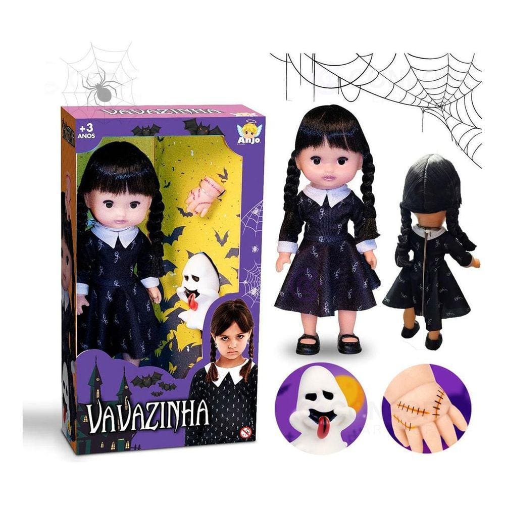 Boneca Infantil Vavazinha Addams Com Mãozinha E Fantasminha