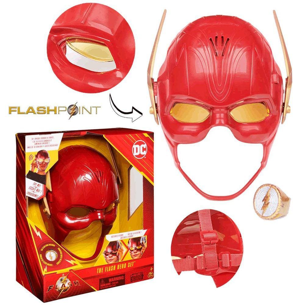 Máscara Eletrônica The Flash Luz E Som Com Anel Do Flash