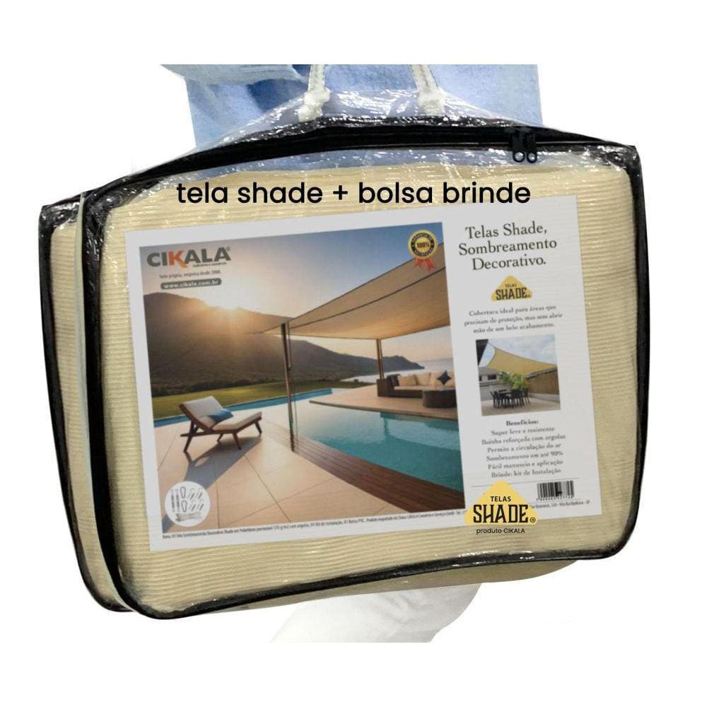 Tela Shade Sombreamento Areia 5X2 Metros + Kit De Instalação