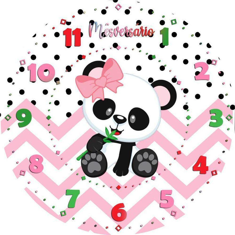 Painel Redondo 3D Sublimado Panda Rosa Frd-5327