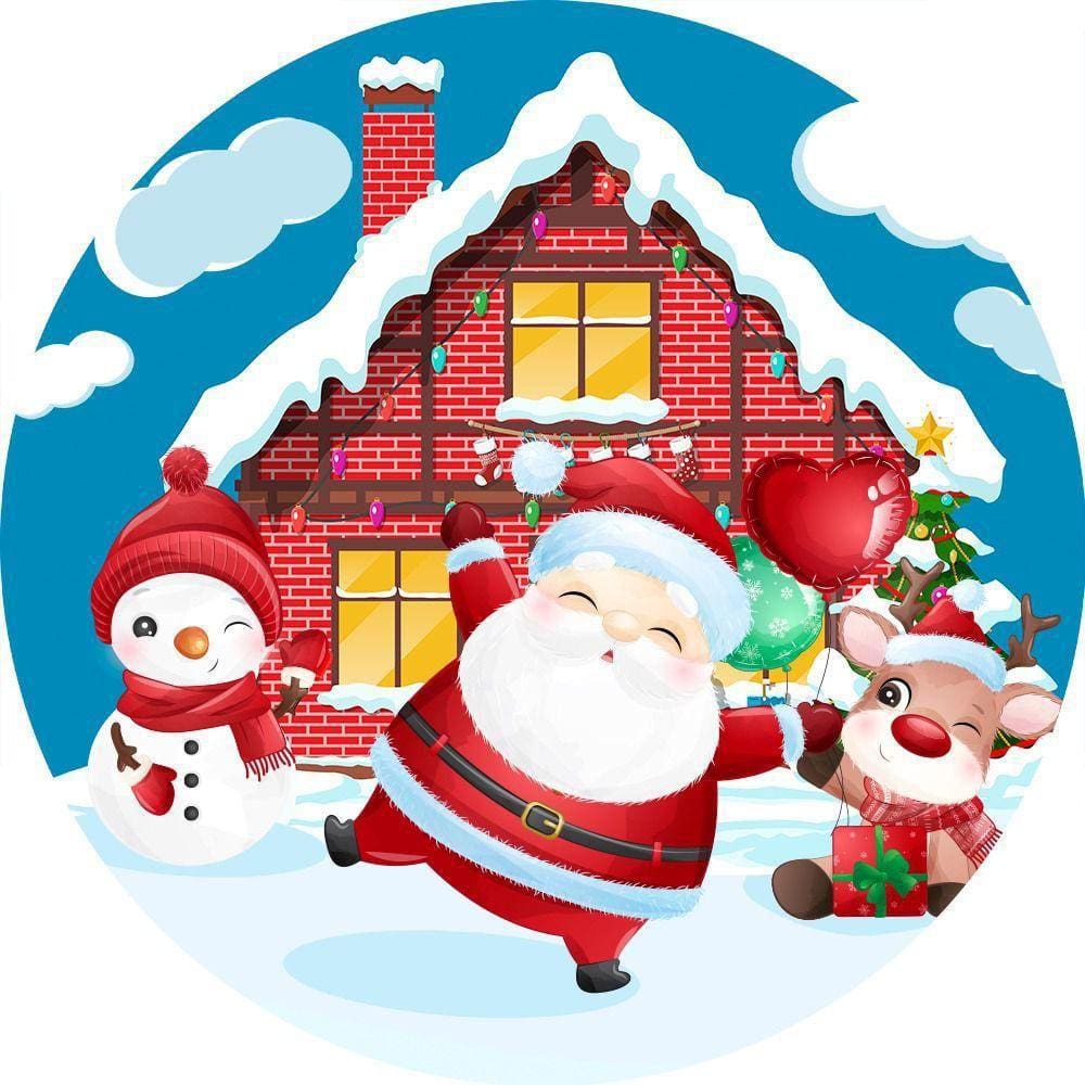 Painel Redondo 3D Sublimado Natal Frd-5344