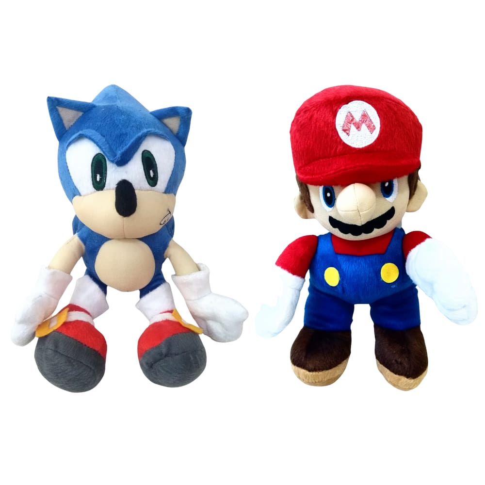 Pelúcias Sonic e Mario - 02 Personagens