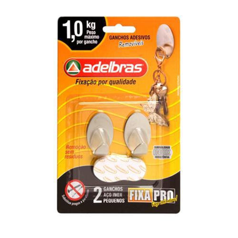 Kit 2 Ganchos Prático Suporte Adesivo Inox 25X37Mm