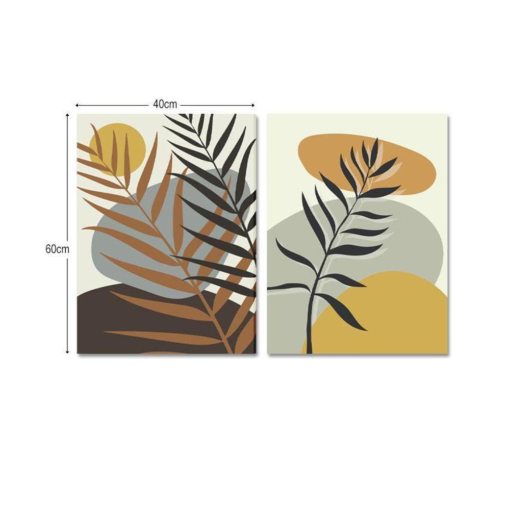 Kit 2 Quadros Telas Decorativas Minimalista Botânico 60X40Cm