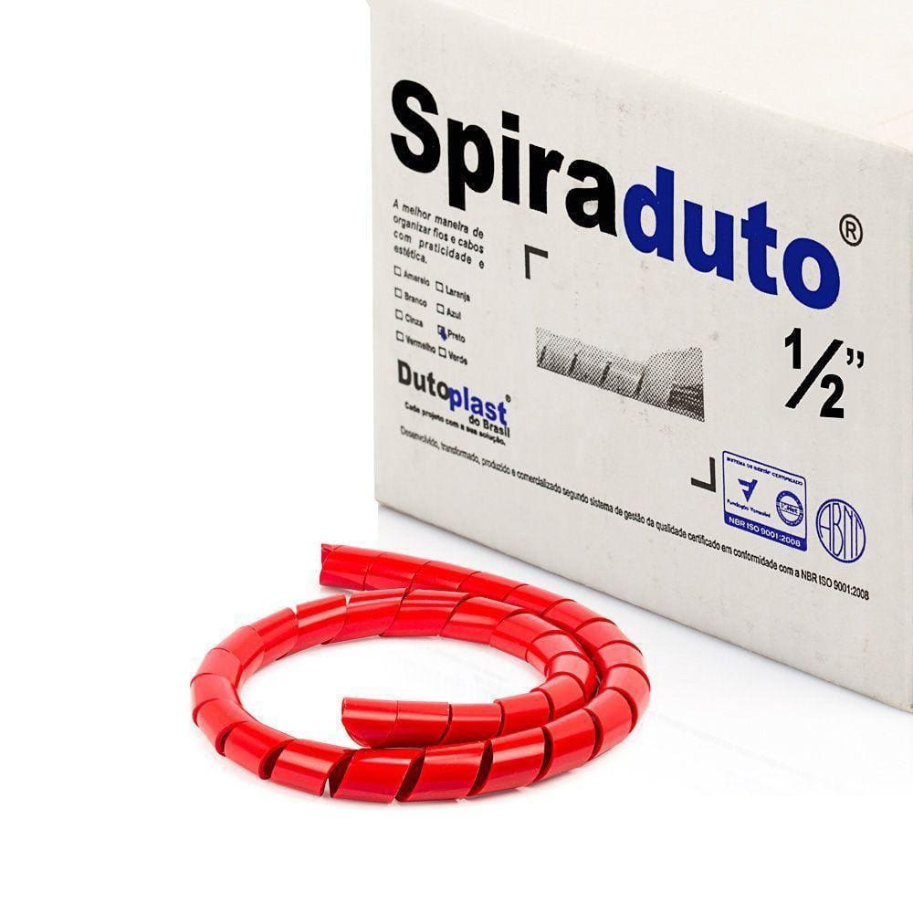 Organizador Fios E Cabos Spiraduto 1/2 Vermelho - 40 Mt