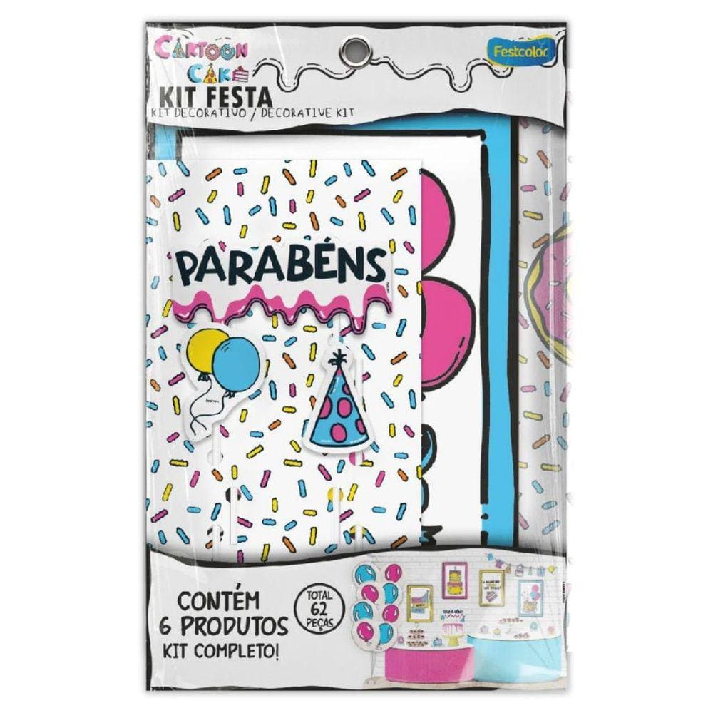 Kit Festa Cartoon Cake Festa Completa 62 Peças