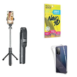 Kit Tripé De Selfie + Capinha Samsung A72 + Película 9D