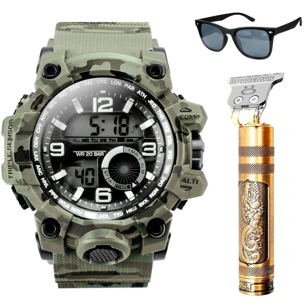 Kit Relogio Masculino prova dagua digital