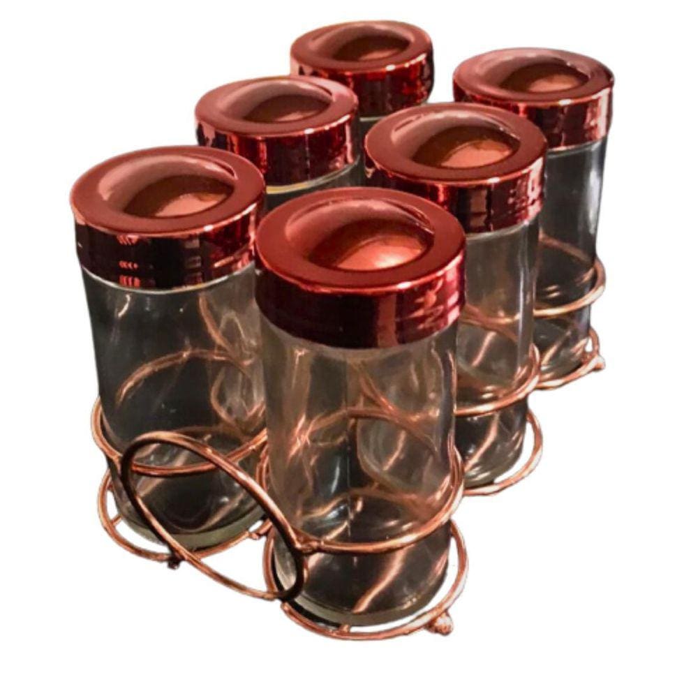 Kit Porta Tempero Rose Gold | 6 Recipientes | Elegante