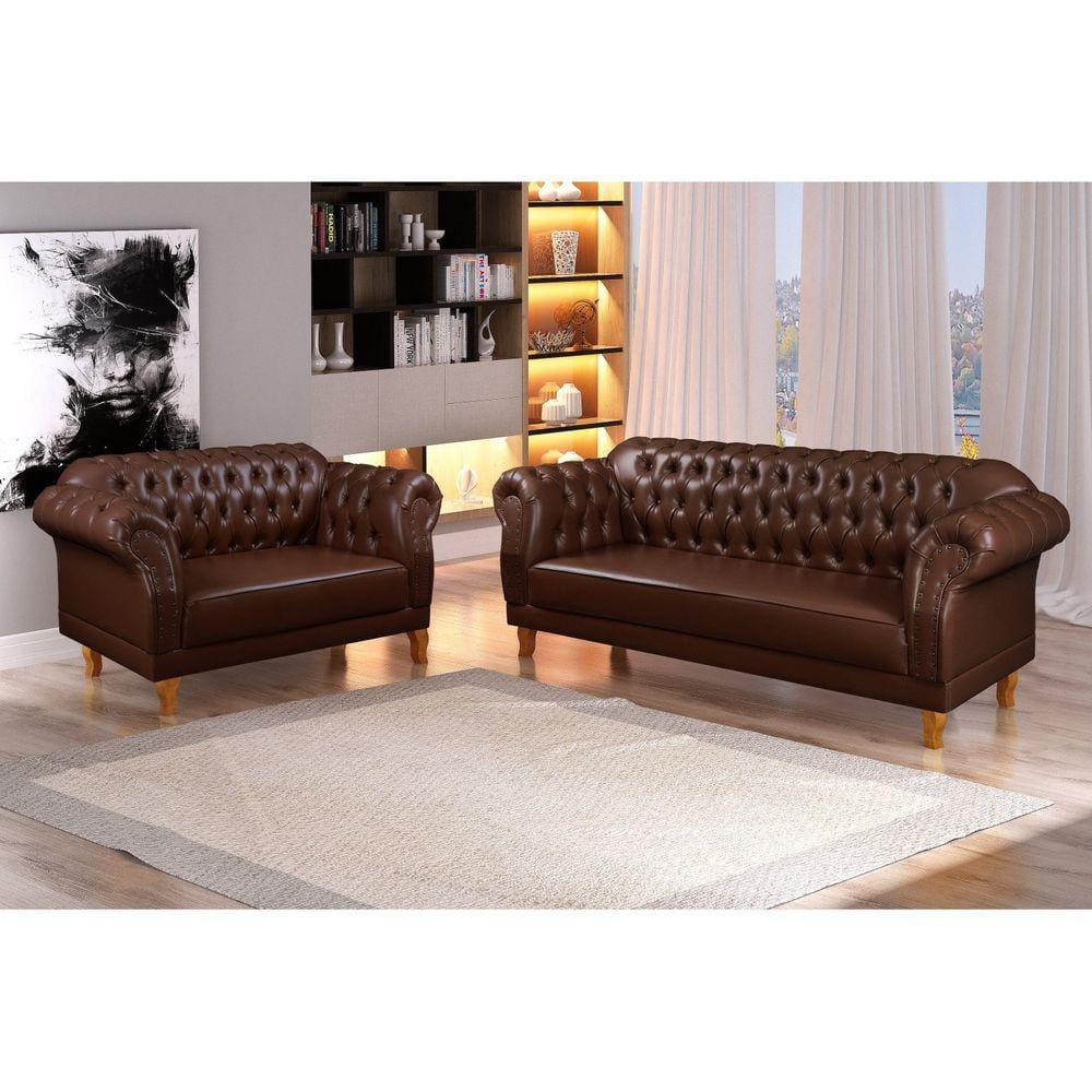 Conjunto de Sofás Chesterfield Duque Marrom