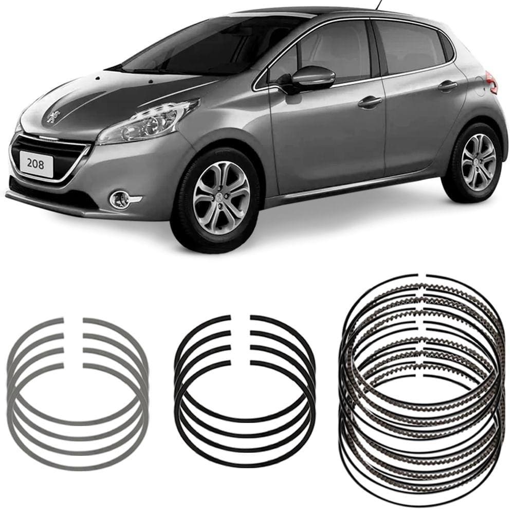 Jogo Anel Segmento STD Peugeot 208 1.6 16V 2013 a 2014 Metal Leve