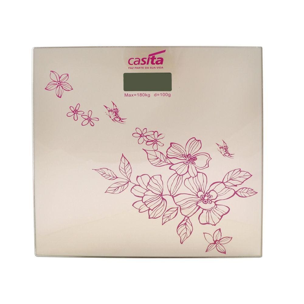 Balança Digital Vidro Temperado Quadrada 180 kg Floral