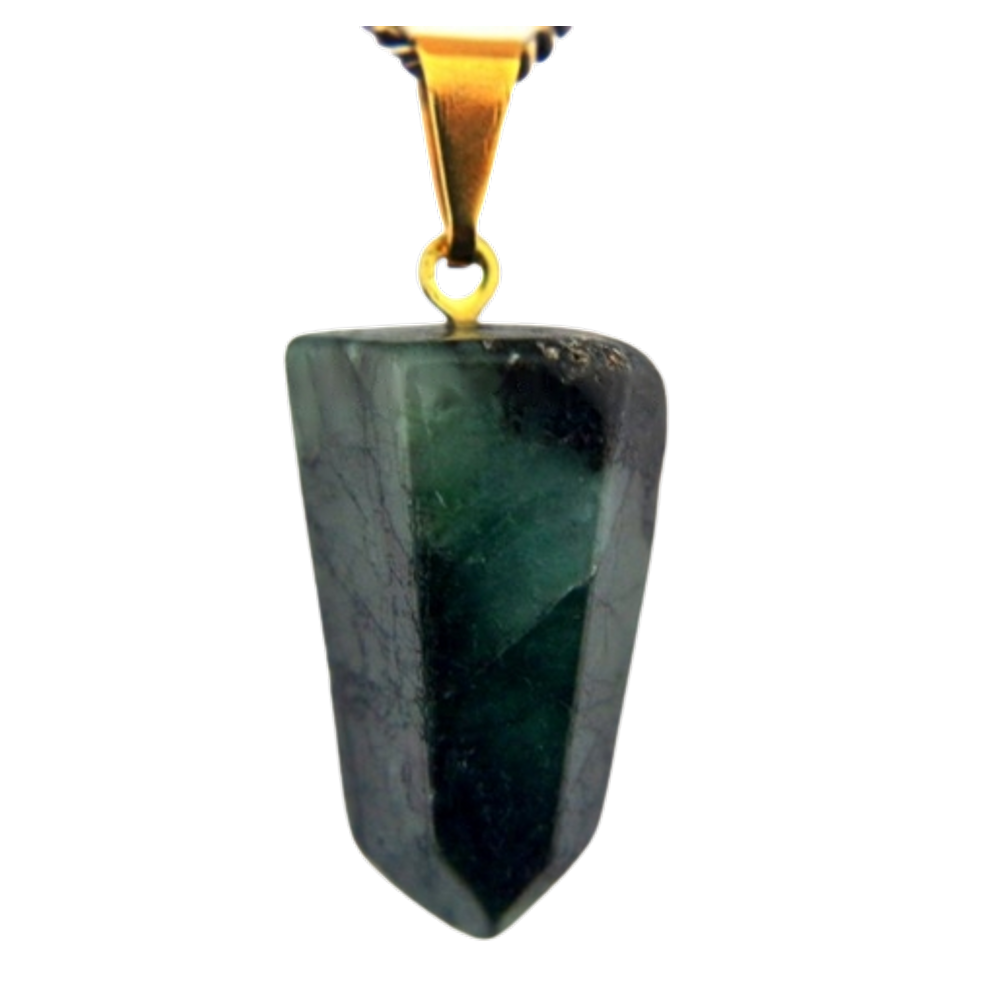 Colar Pontinha Pedra Esmeralda Natural Montagem Pino Dourado