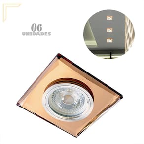6 Spot Cristal Embutir Rose Espelhado Quadrado Mr16 Lup64