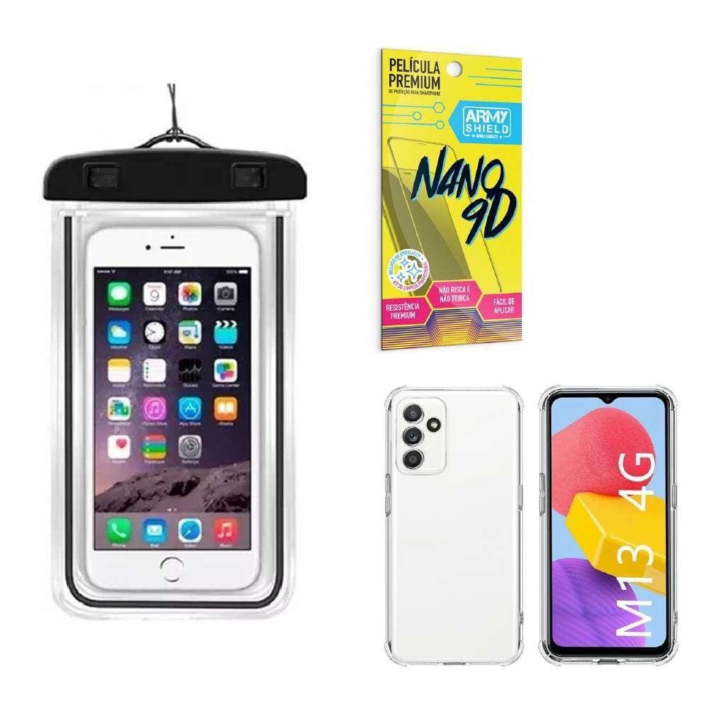 Capinha Samsung M13 + Capa A Prova Dágua + Película Nano 9D
