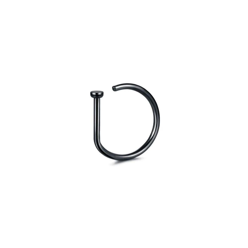 Piercing Argola Titânio D-Ring Nariz 8 Mm Preto
