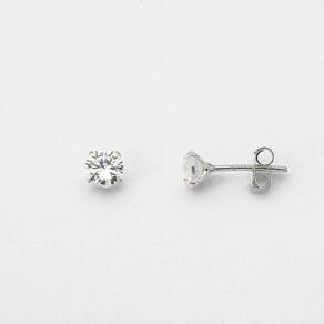 Brinco Ponto De Luz Zirconia Redonda Unissex Prata 925 5mm