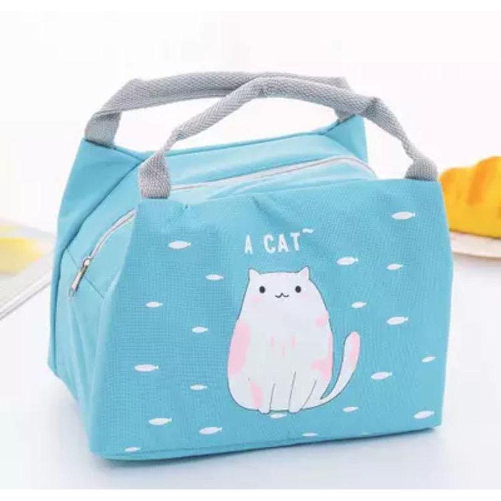 Bolsa Isolamento Térmico Desenho Gato Peixe Azul