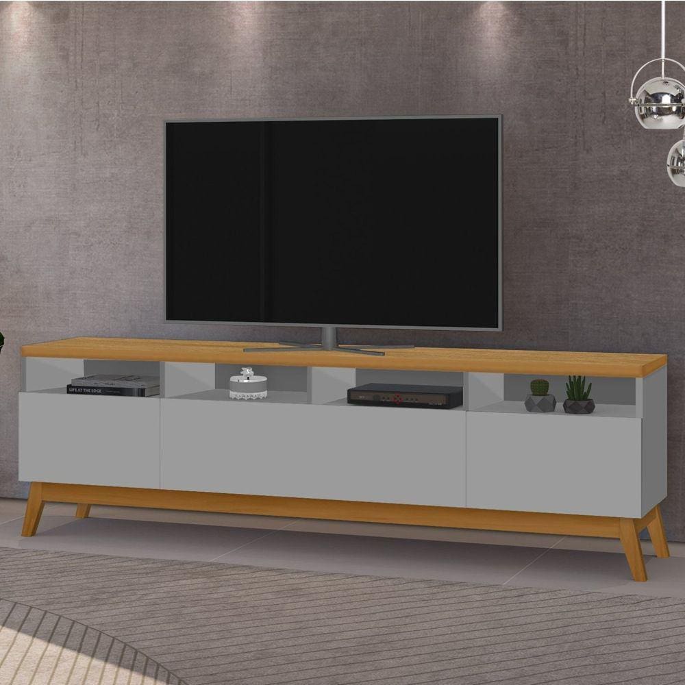 Rack para Tv até 89 Polegadas 180cm 3 Portas Supremo Cinza/Marrom