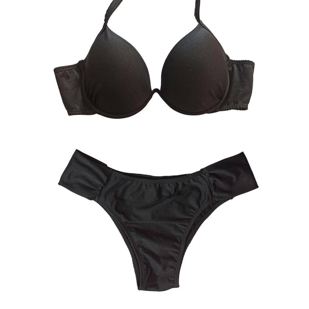 Biquíni feminino preto bojo meia taça com aro inteiro P ao 50