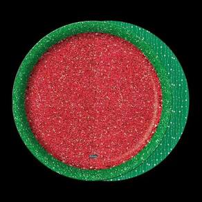 Prato Papel Glitter Vermelho C Verde Descartavel Festa