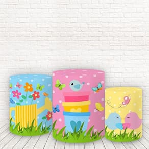Trio De Capas Cilindros 3D Sublimado Jardim Fcc-378