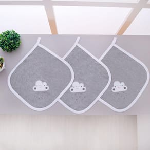 Kit 3 Fraldas Pano De Boca Malha Para Bebê Nuvem Cinza