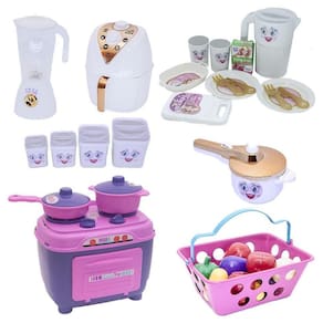 Cozinha Menina Brinquedo Fogão Mercado Pote Jantar Kit 35Pç