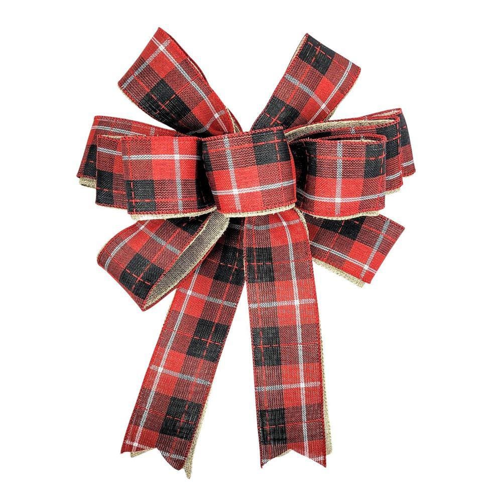 Laço Vermelho Xadrez 33X25X14Cm Para Árvore De Natal Gg