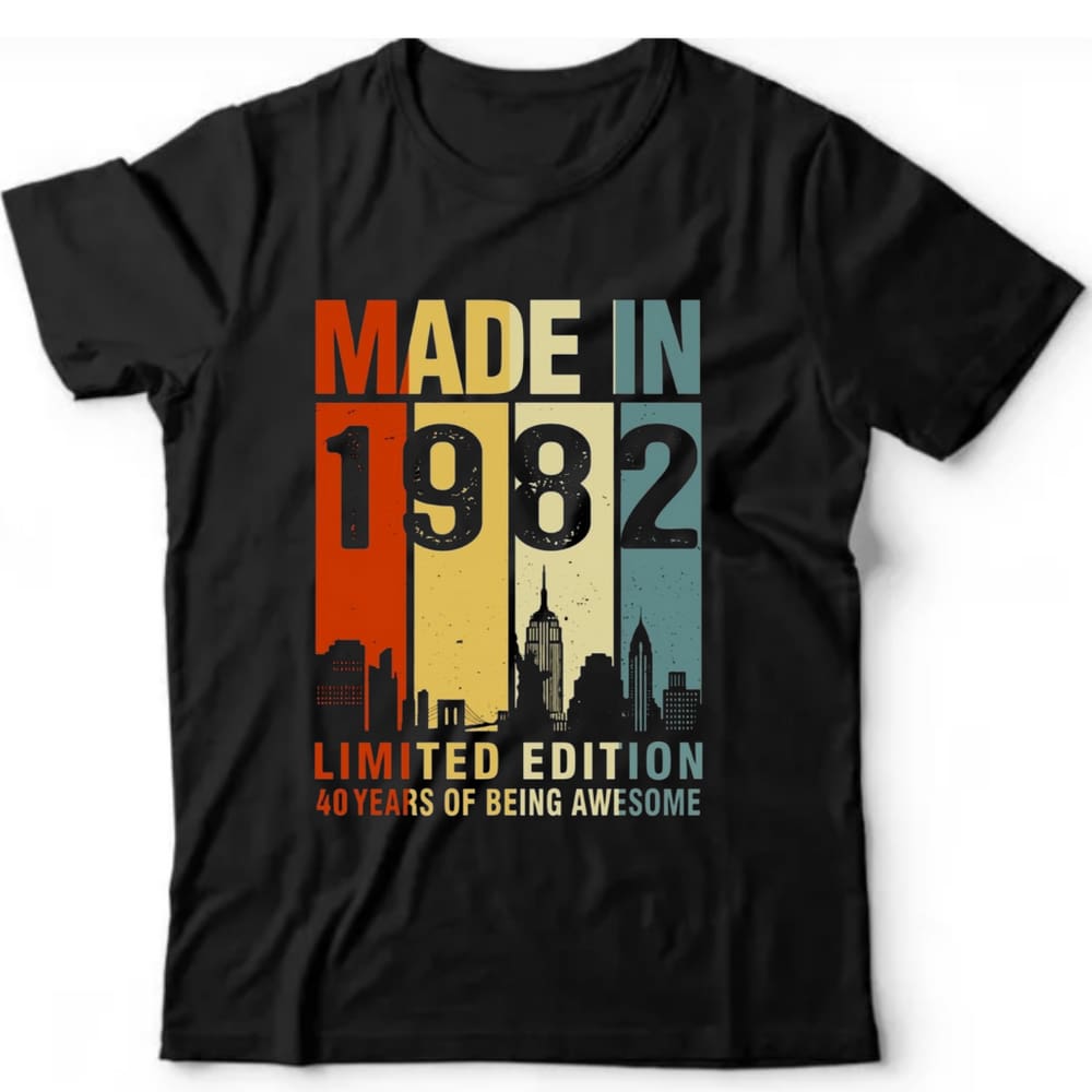 Camiseta algodão cronológicas- Made in 1982