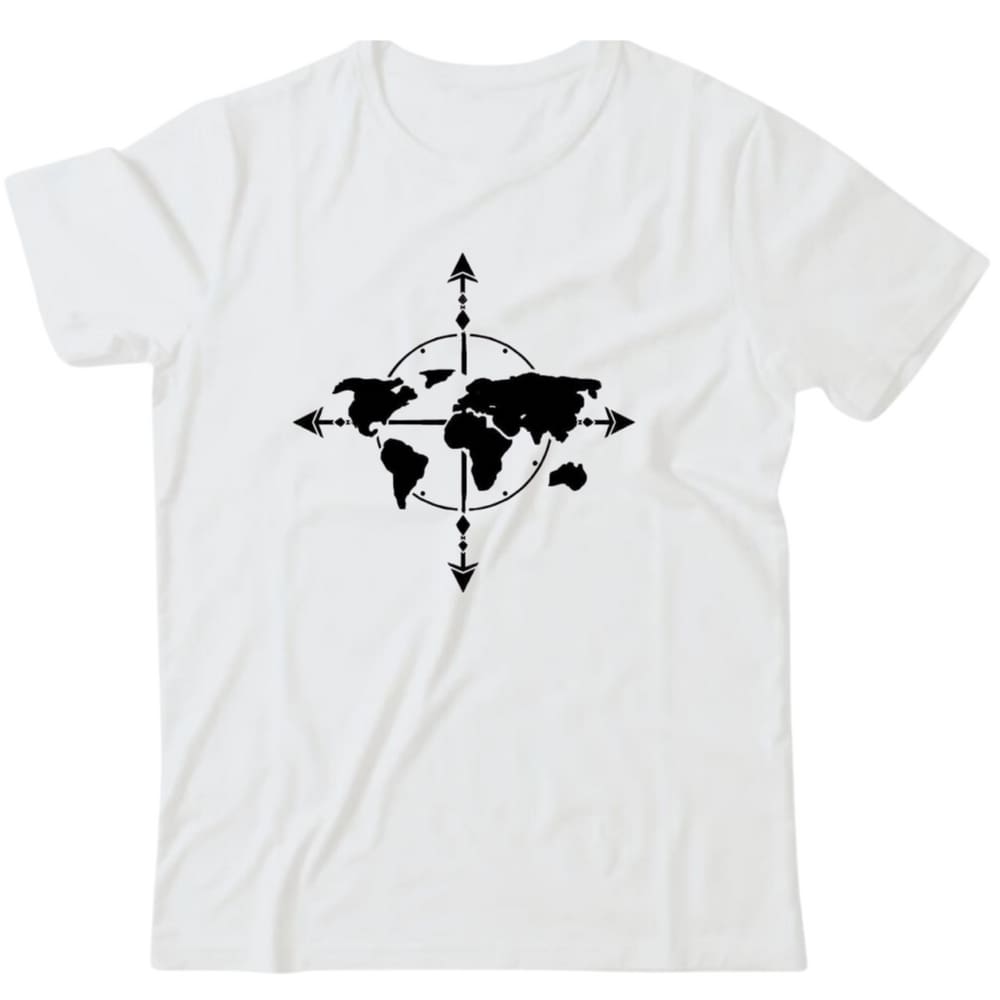 Camiseta algodão geografia -Mapa e bussola