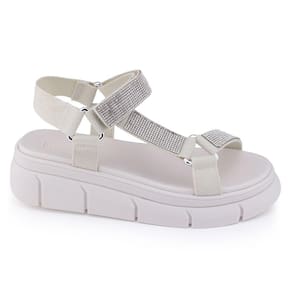 Sandália Papete feminina Moleca 5483.109 tira strass brilho