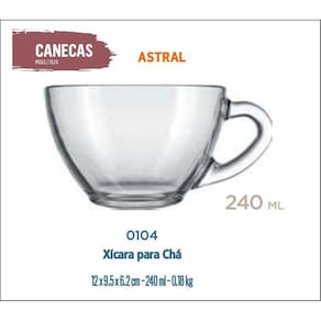 06 Xícaras Astral 240Ml-Café C/Leite Cappuccino Chá