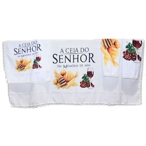 Kit 4 Peças De Toalhas De Decoração Para Santa Ceia Branca 1