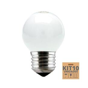 Kit 10 Lâmpadas Incandescente Taschibra Bolinha 15w E27 110v Leitoso